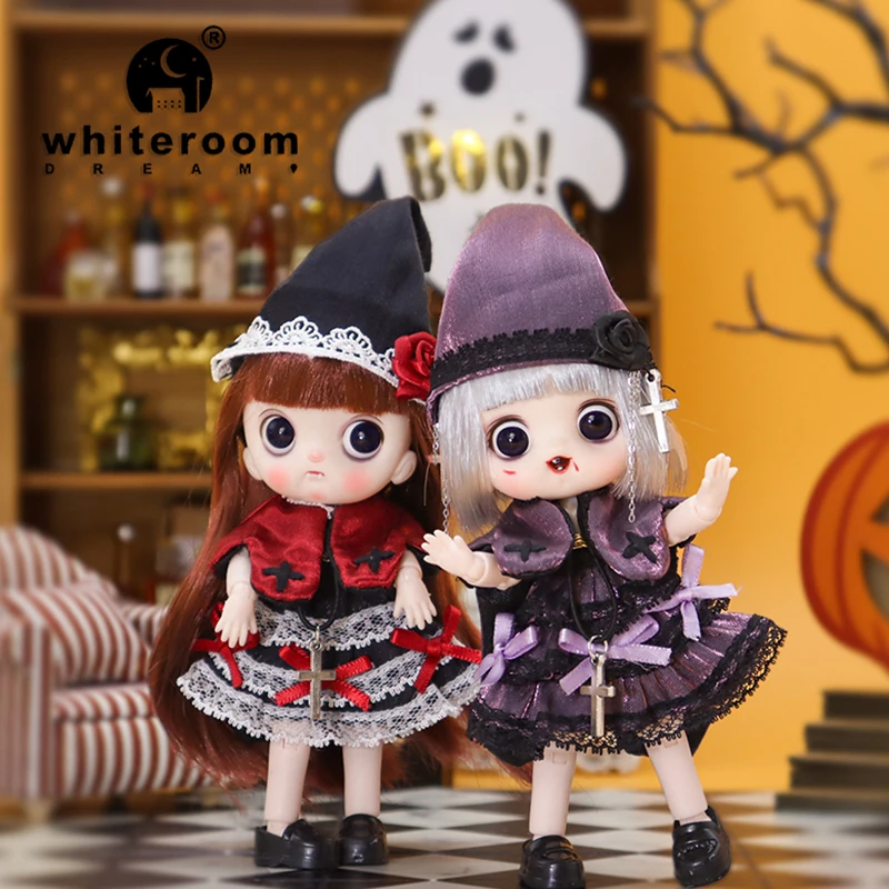 2026 Halloween Doll New OB11 BJD Witch Suit Dress bjd Doll Accessories Blood Makeup Equipment Horror Cute Girl Dress 13cm Gift