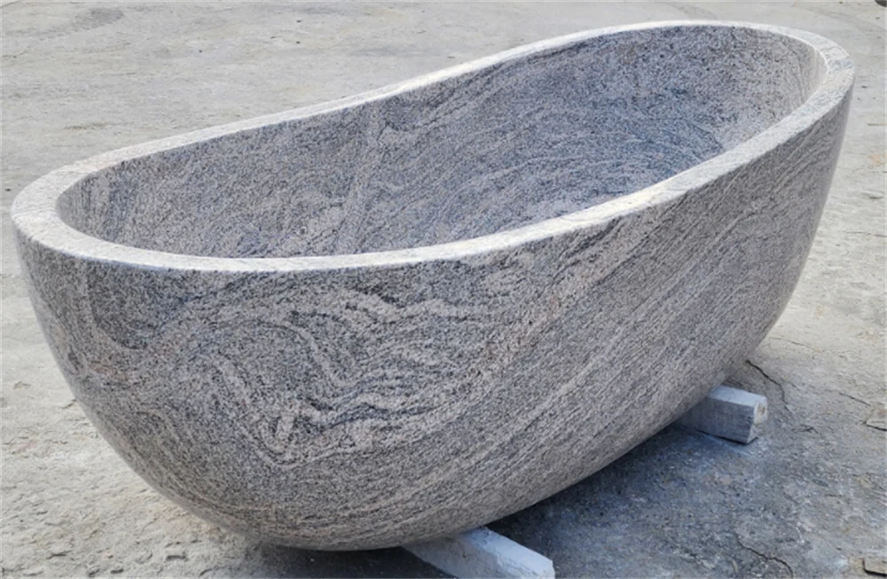 #￥Luxury Natural Stone Bathtub Freestanding Large Bathtubs Boat Shape Soaking Tubs for Hotel Villa Bathroom