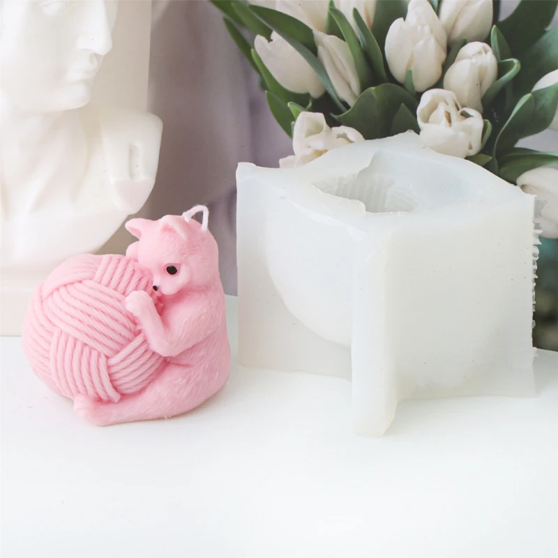 Multipurpose Handcraft Enthusiasts Delight Knitted Kitten Sturdy Silicone Mould Craft Supplies Home Decoration