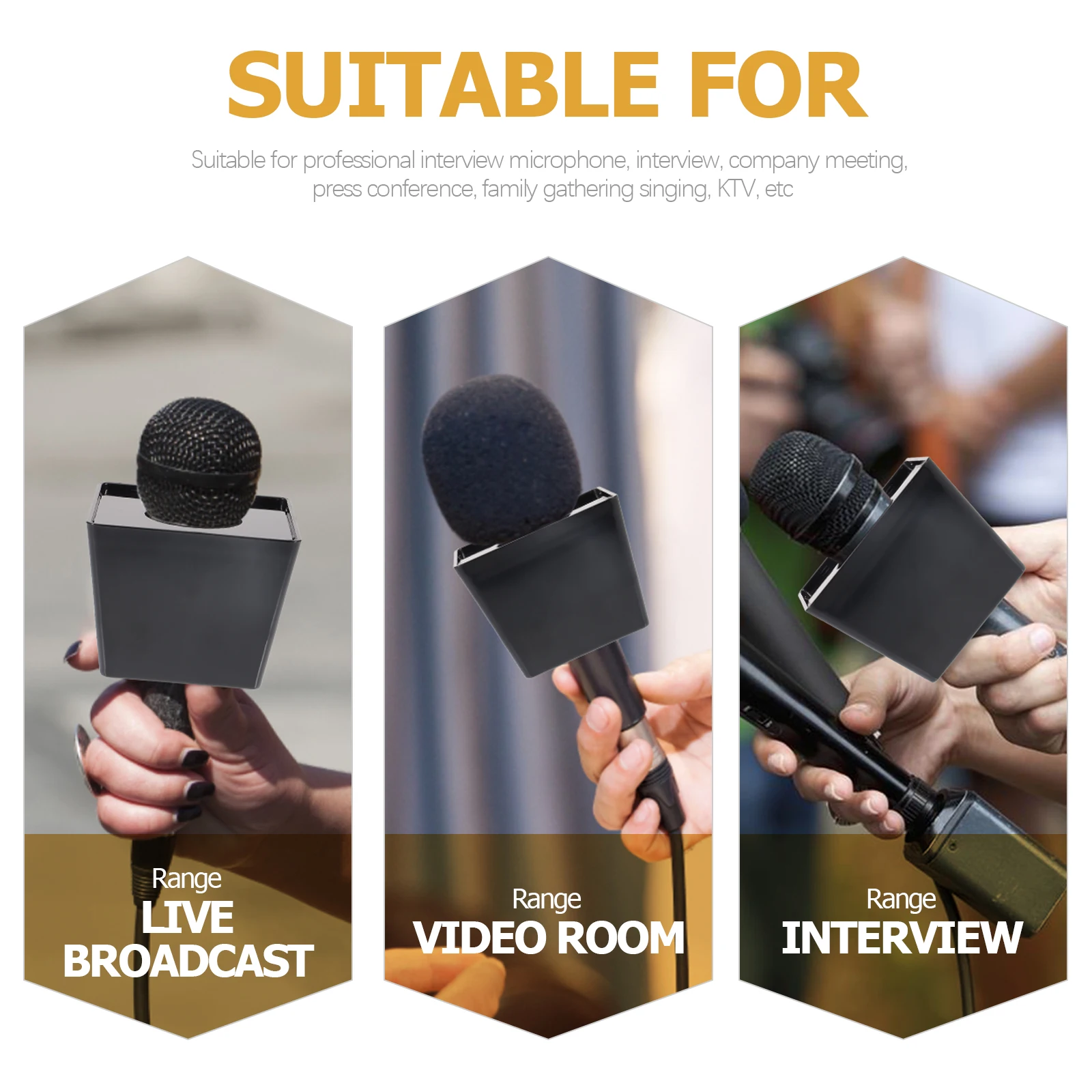 

Interview Microphone Set Accessories Handheld Logo Flag Abs Trapezoid Mark Station Lightweight Portable Durable Small Size