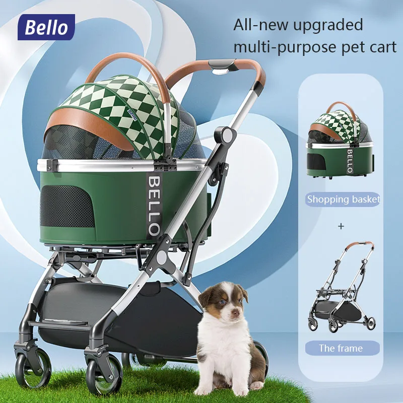 Luxury Manufacture Folding Pet Stroller Dog Or Cat Separable Pet Carrier 4 Wheels Easy One-Hand Fold Trolley