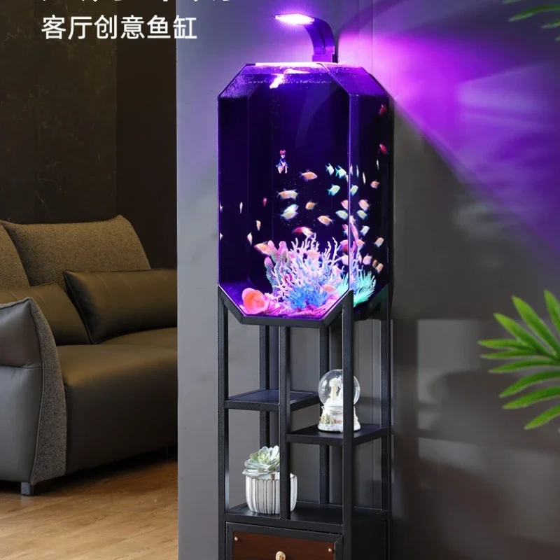 New Creative Trending Fish Tank Ecological Floor Living Room Fish Tank Small Fish Globe round Aquarium