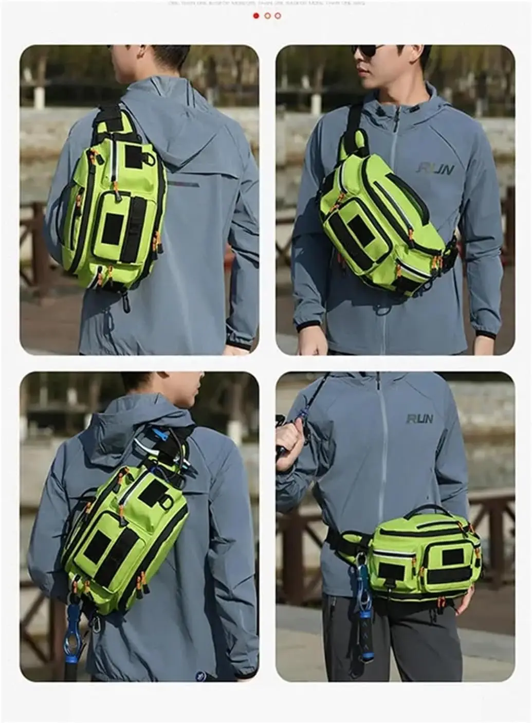 Men Fishing Waist Bag Larger Capacity Chest Bag Riding Cycling Hiking Outdoor Sport Crossbody Tactical Belt Fishing Fanny Pack