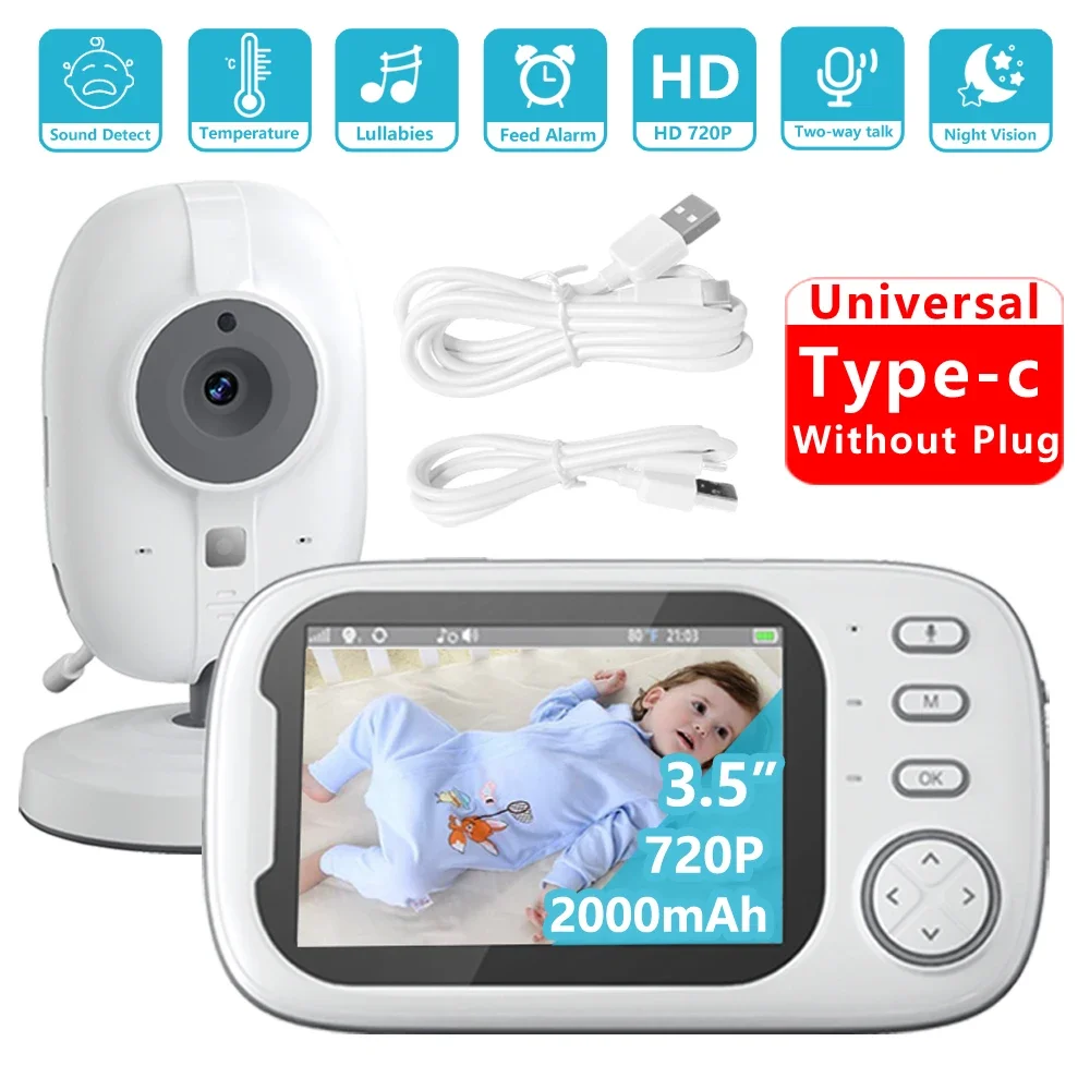 

3.5 Inch Wireless Video Color Baby Monitor Portable 2000mAh Battery Baby Nanny 720P Security Camera IR LED Night Vision Intercom