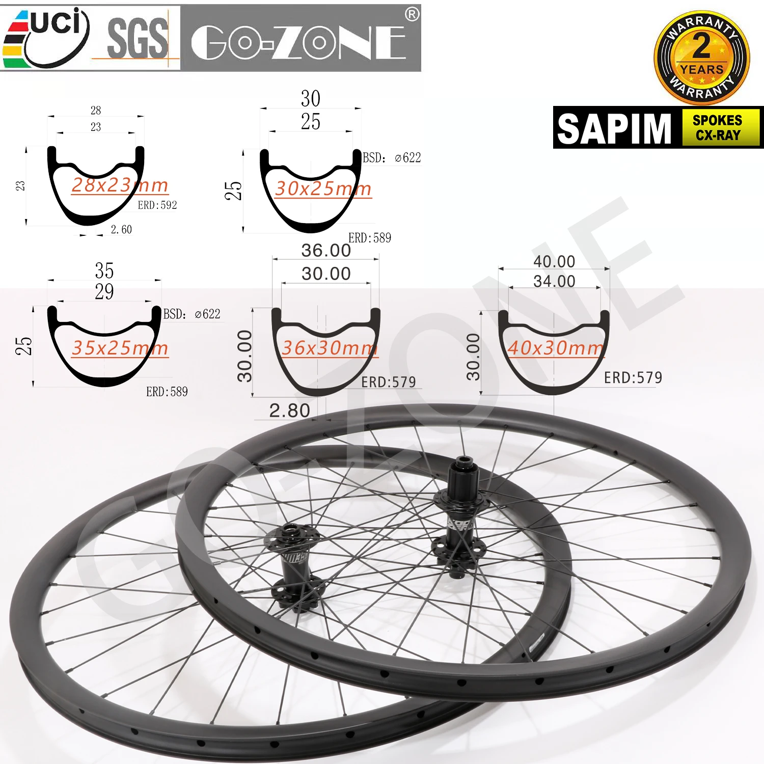 29er Carbon MTB Wheels Koozer XM 390 Sapim 72 Rings Tubeless Thru Axle / Quick Release/Boost Carbon MTB Wheels