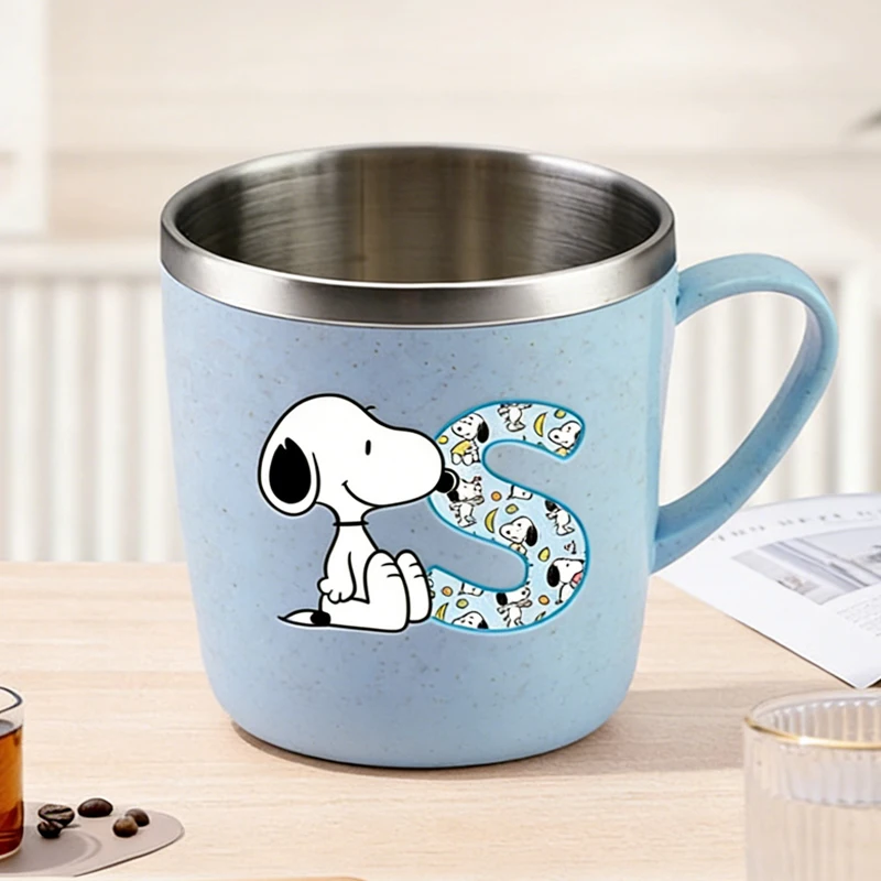 سنوبيس رسالة A-Z أكواب مياه الفولاذ المقاوم للصدأ الأطفال المشروبات كوب أنيمي الكرتون المنزل الاطفال الحليب الشاي القدح للمدرسة مكتب هدية