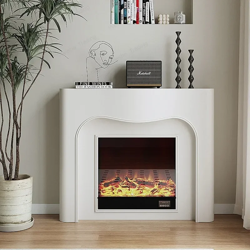 French fireplace decorative cabinet white display porch side cabinet simulated flame atomization against the wall live broadcast