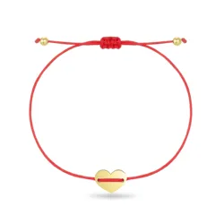 Gold-plated Stainless Steel Mirror Polished Love Heart Charm Bracelet Women Simple Red Grey Black String Handmade Jewelry Gift
