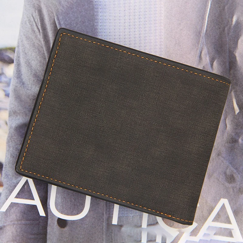 Carteiras masculinas simples de couro pu, porta-cartões, carteira fina e bolsas com bolso para moedas, presente masculino, sacos de dinheiro de café