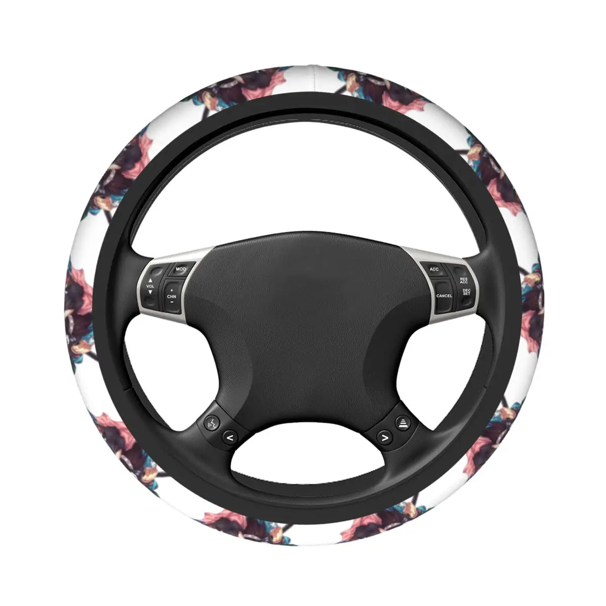 Demon Slayer Anime Car Steering Wheel Cover 38cm Anti-slip Kamado Tanjirou Fashion Car-styling Steering-Wheel Accessories