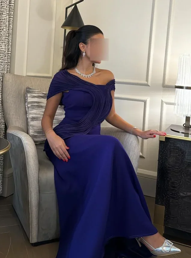 Customized Prom Dress Classic Exquisite Retro Jersey Pattern Draped Straight One-shoulder Long Dresses High quality Matching