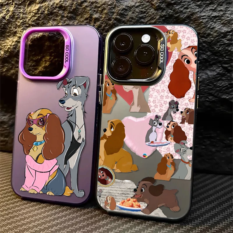 Lady And The Tramp Disney For iPhone 15 14 13 12 11 Pro Max XS Max X XR 7 8 Plus 6S Fashion Colorful Silver Phone Case