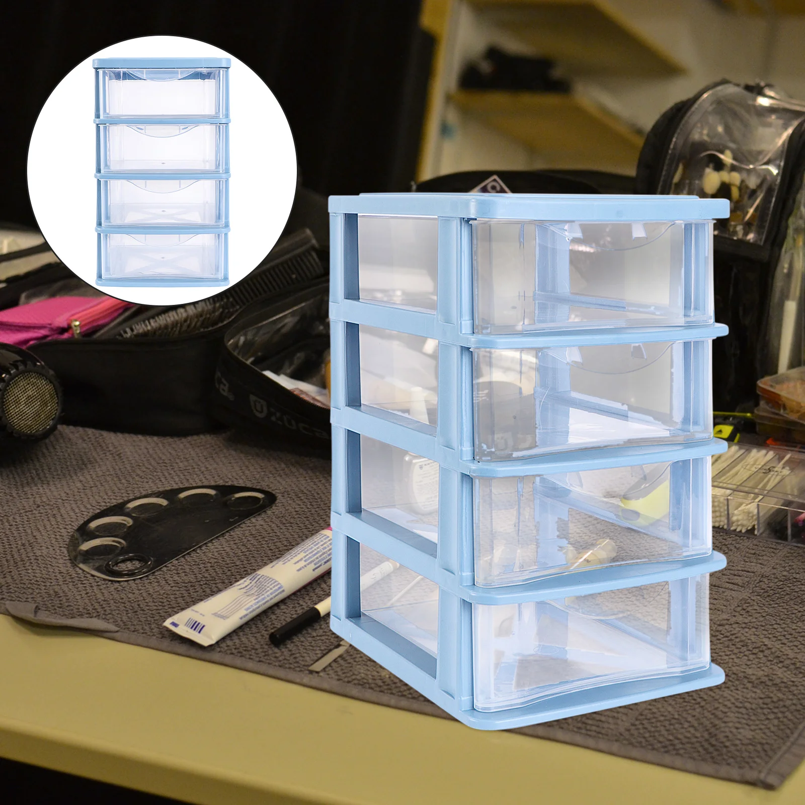 

Portable Shelf Storage Box Organizing Holder Locker Blue Sundries Organizer Desktop Case Office