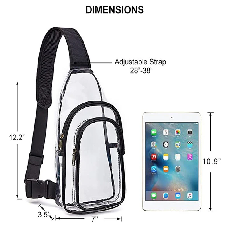 Transparent Double Layer Shoulder Bag Fashion Simple PVC Clear Crossbody Pouch Waterproof Outdoor Sports Chest Bag