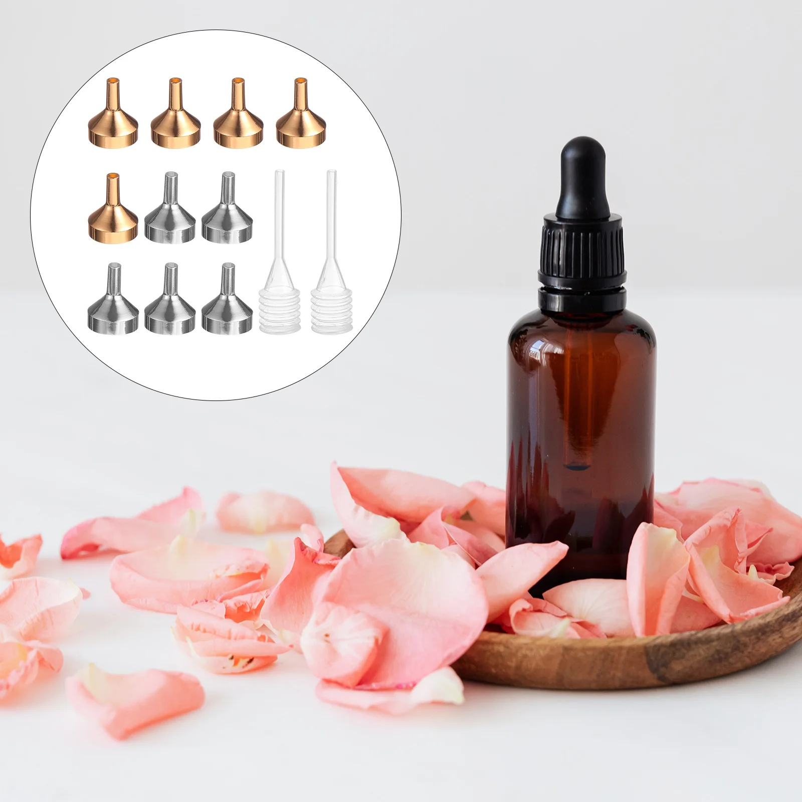 

12pcs Mini Funnels Refill Bottles Essential Oils Perfume Liquid Transfer Small Funnel Tools Crafts Supplies for Filling