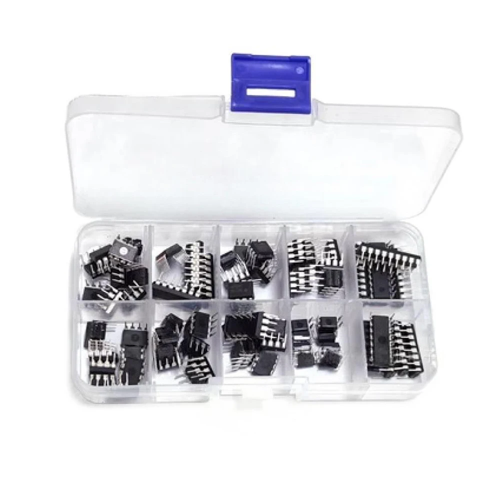 

85PCS/Box Integrated Circuit Chip Kit 10 Value IC Chip NE555 LM324 LM393 UA741 ULN2803 LM358 LM386 NE5532 ULN2003 PC817 Kit