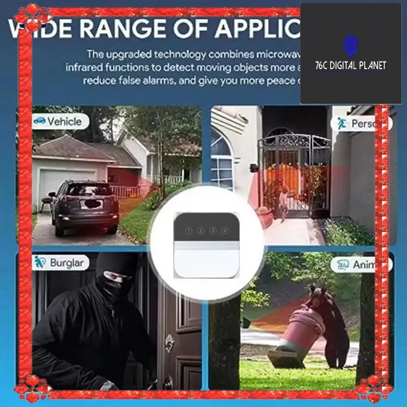 

Solar Driveway Alarm Infrared Detection Wireless Doorbell Black & White & Gray (US Plug)