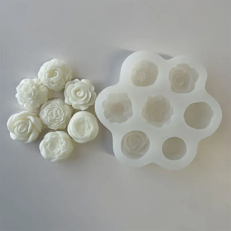 Flower Rose Peony Silicone Mold Aroma Candle Plaster Diy Ornaments Handmade Soap Mould