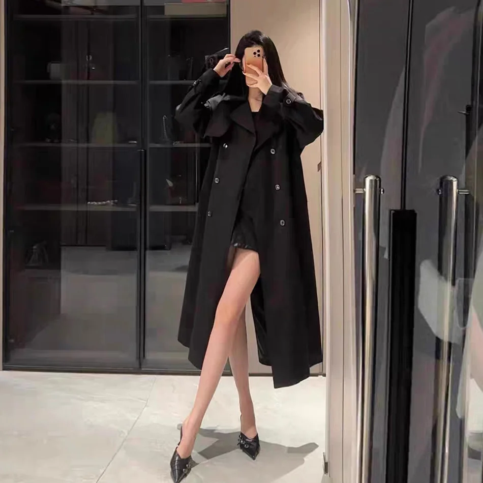 Offer Coats Woman Leather Y2k Trench Coat Features Summer Emo Lengthened Dry College Woman'S Senior Below-The-Knee Springautumn