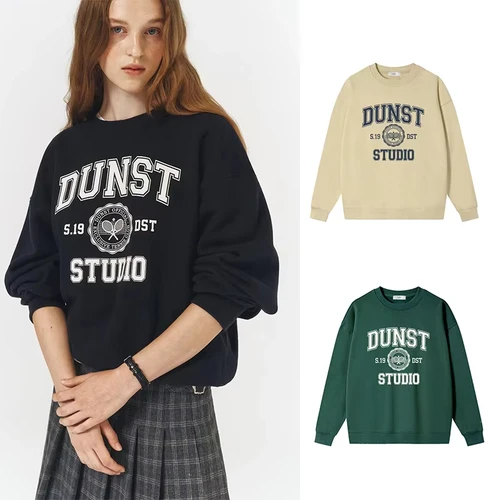 유니섹스 미니멀리스트 프린팅 브랜드 코튼 O넥 스웨터, 긴팔, 루즈하고 편안한 운동복, 가을 및 겨울 