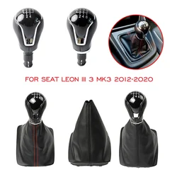 Manual 5/6 Speed Gear Shift Knob Head Lever Stick Pen Car Styling Leather Gaiter Boot Cover For Seat Leon III 3 MK3 2012-2020