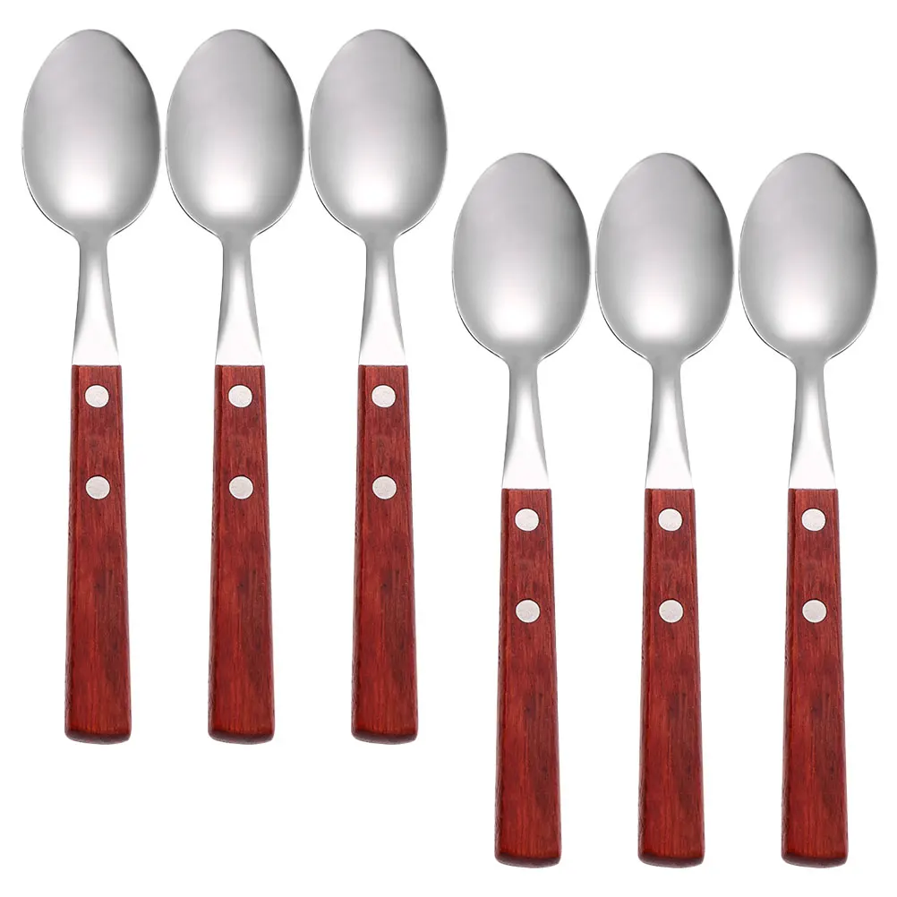 

6Pcs Stainless Steel Mixing Spoons with Curved Design Smooth Finish Dishwasher Safe for Coffee Dessert Honey Cake Kitchenware
