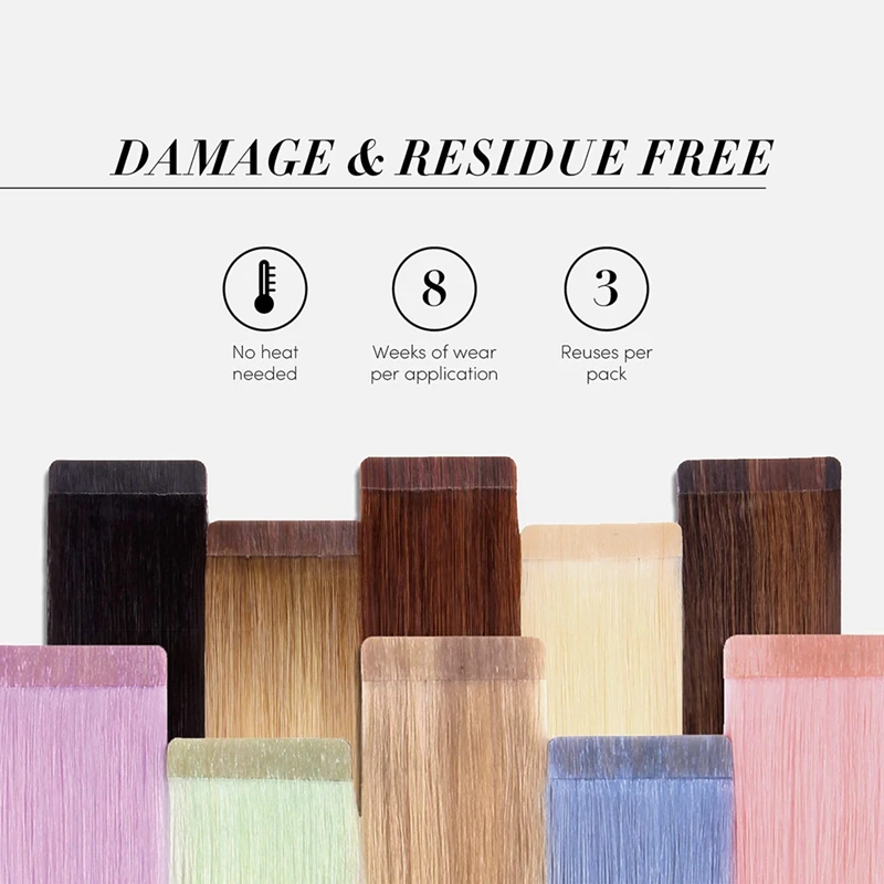 شريط شعر مستعار قوي مقاوم للماء ، شعر مستعار بيولوجي بدون أثر ، شريط على الوجهين لاستبدال الدانتيل ، وصلات شعر ، مقاوم للعرق