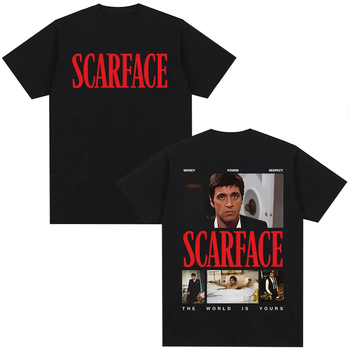 Camiseta de la Película Scarface Tony Montana Al Pacino The World Is Yours, Ropa para Hombre y Mujer, Moda Gótica, Camisetas Oversized, Streetwear