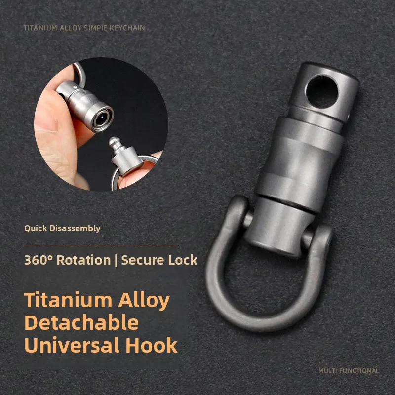 Titanium Alloy Lockable Quick Release Connector Miniature Rotating Link Keychain Anti-accidental Opening Durable Metal Gift
