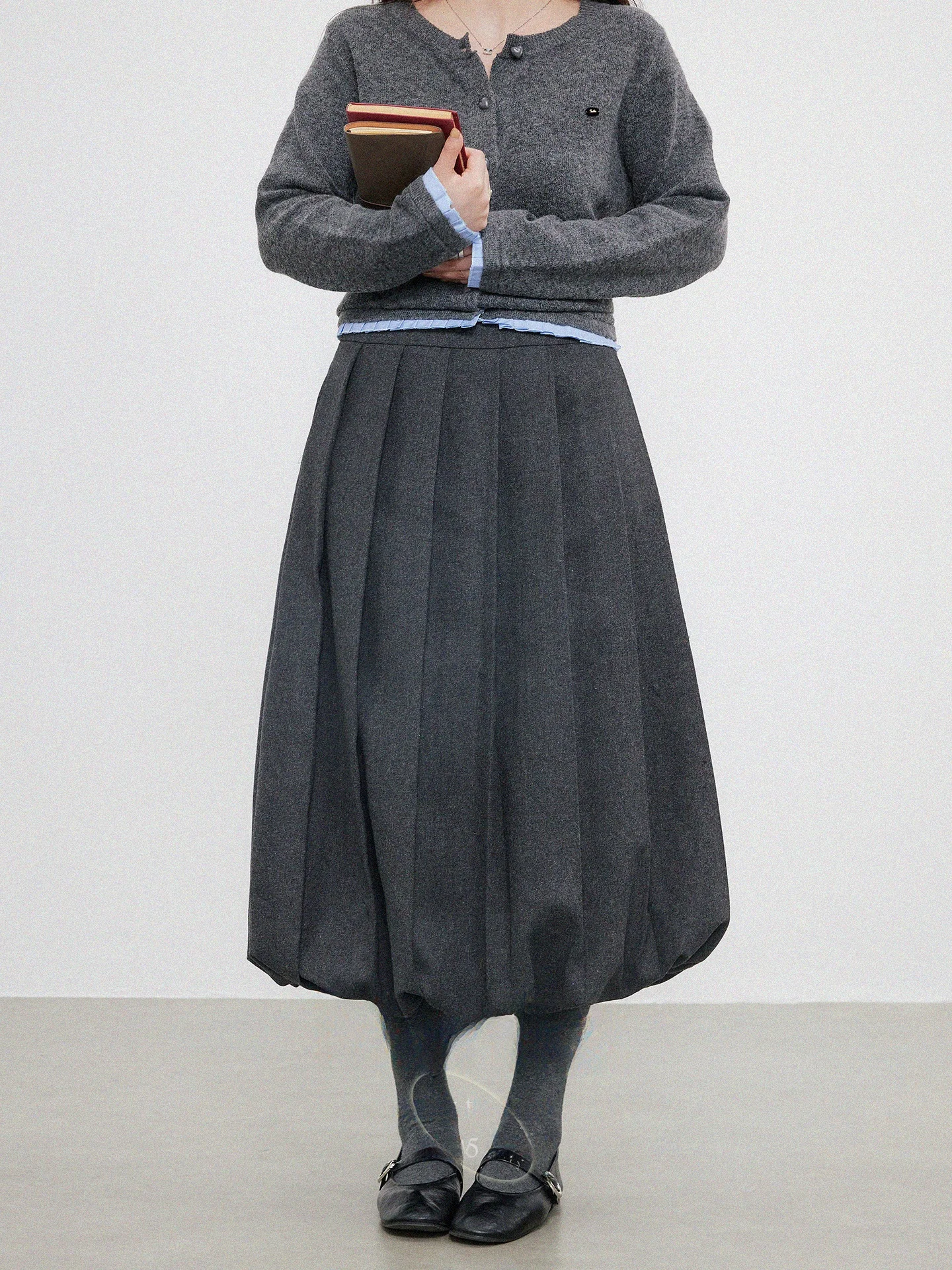 

Юбка-миди трапециевидной формы с высокой талией для больших размеров, женские плиссированные драпированные юбки для колледжа, утягивающие юбки длиной, корейская версия