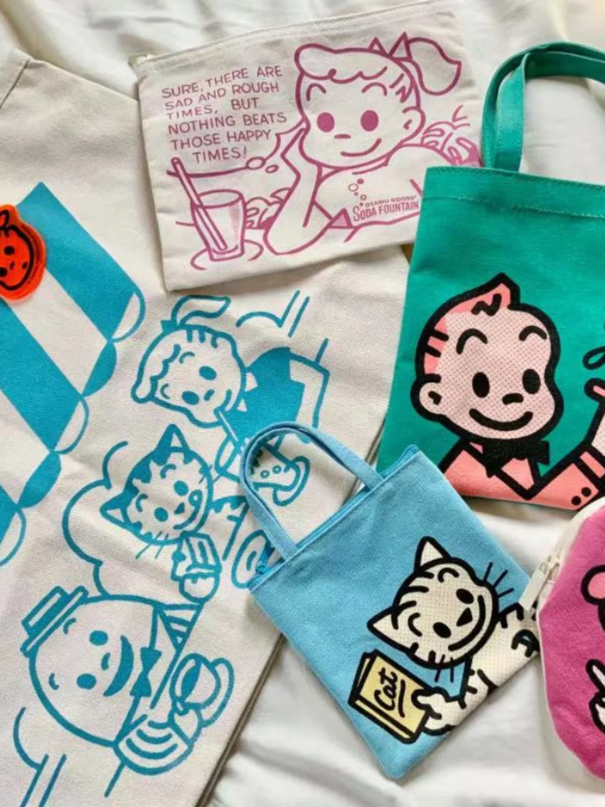 

Osamu Goods American Illustration Boys Girls Handbag Storage Bag Coin Purse Portable Carryall Pouch Fly Organizer