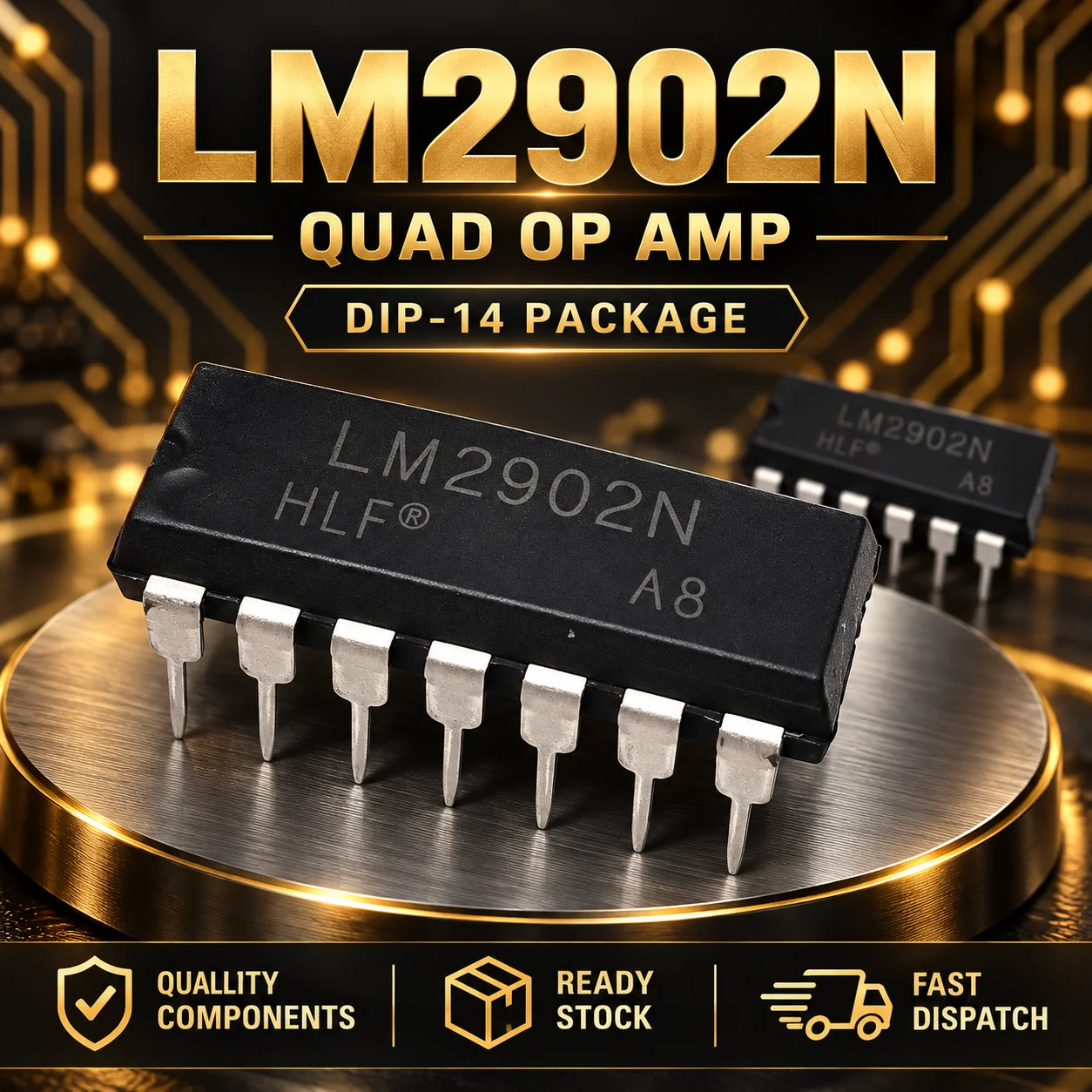 LM2902N DIP-14 Quad Operational Amplifier IC 4 Channel Low Power Through Hole Electronic Component