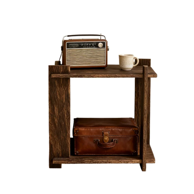Wabi Sandy Wind Bedside Table Solid Wood Bedside Replacement Artifact Household Shelf Log Small Sundries Simple Storage Cabinet