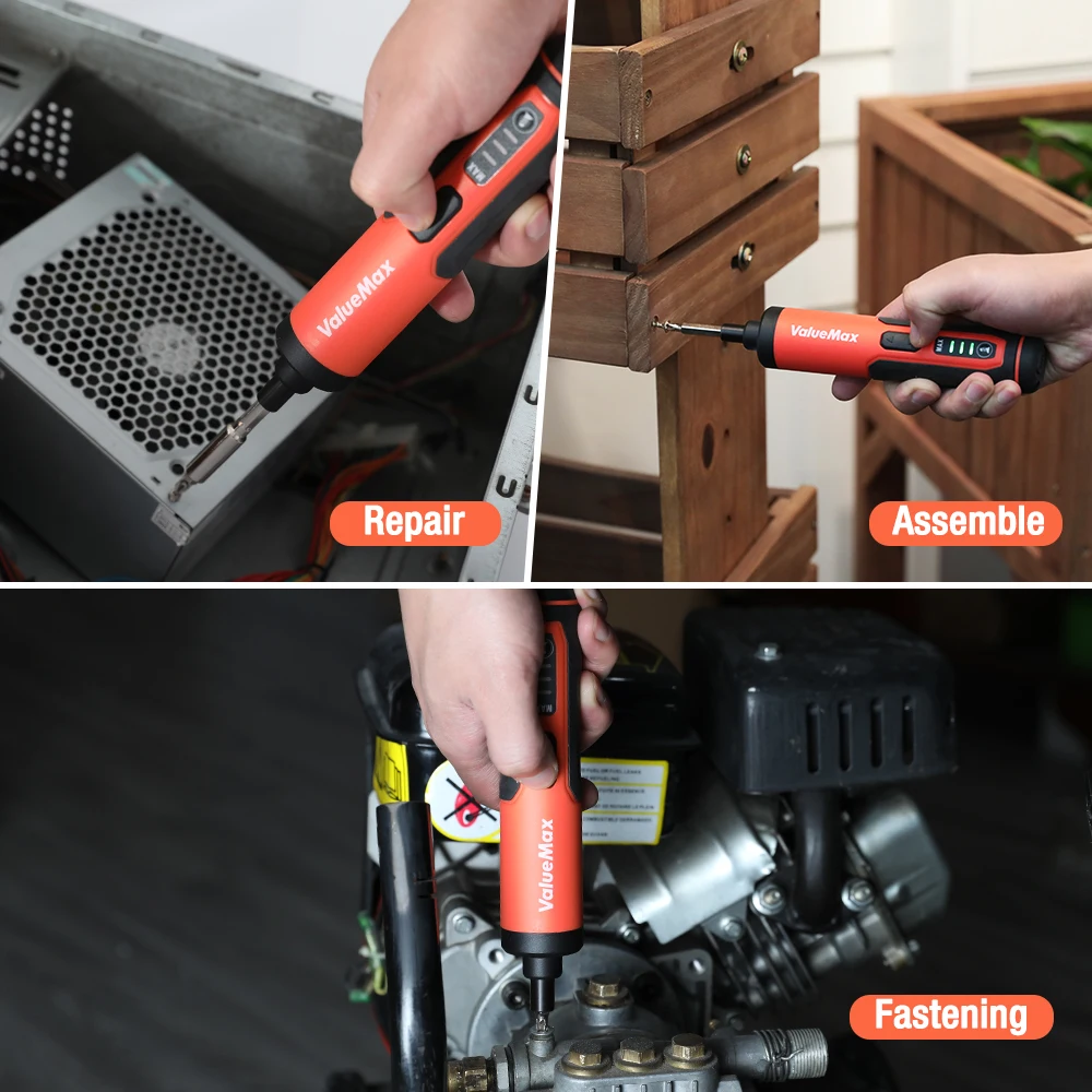 ValueMax Mini Cordless Electric Screwdriver 3.6V USB Rechargeable Power Screwdriver Bit Set Household Disassembly Repair Tools