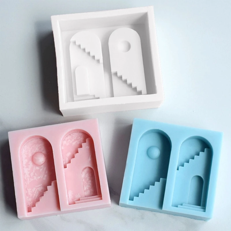 P0UA DIY Molds Arch Ladder Shaped Soap Mold Silicone Material for Hand-Making