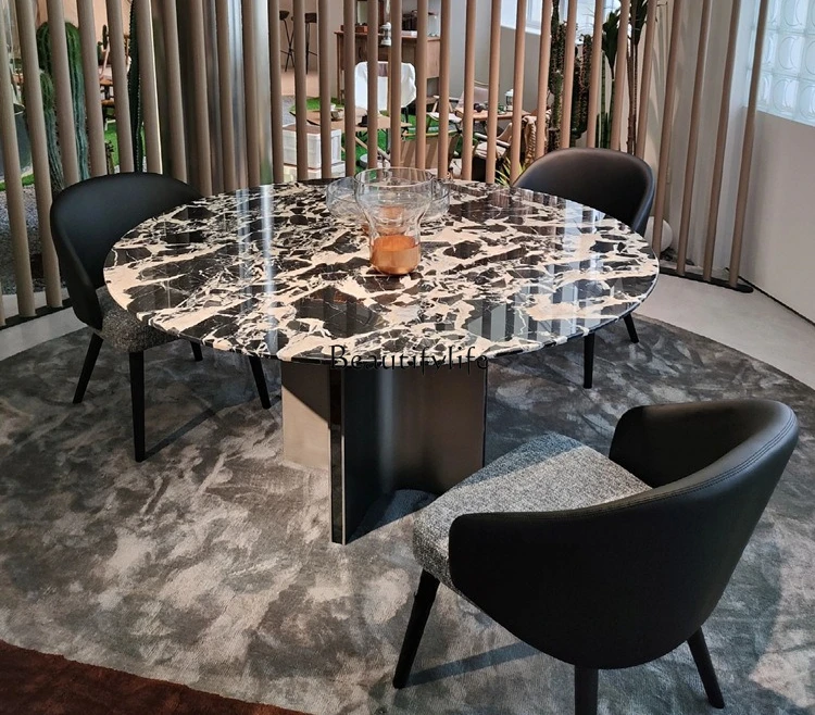 

Marble round restaurant design negotiation project Large board dining table customization
