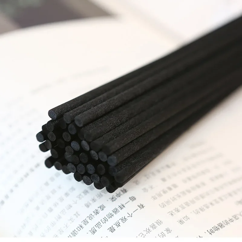 50PCS Dia 5/4/3MM X L40/35/30/22/10cm Black Synthetic Rattan Fiber Sticks for Home Reed Diffuser, Essential Oil Rattan Sticks