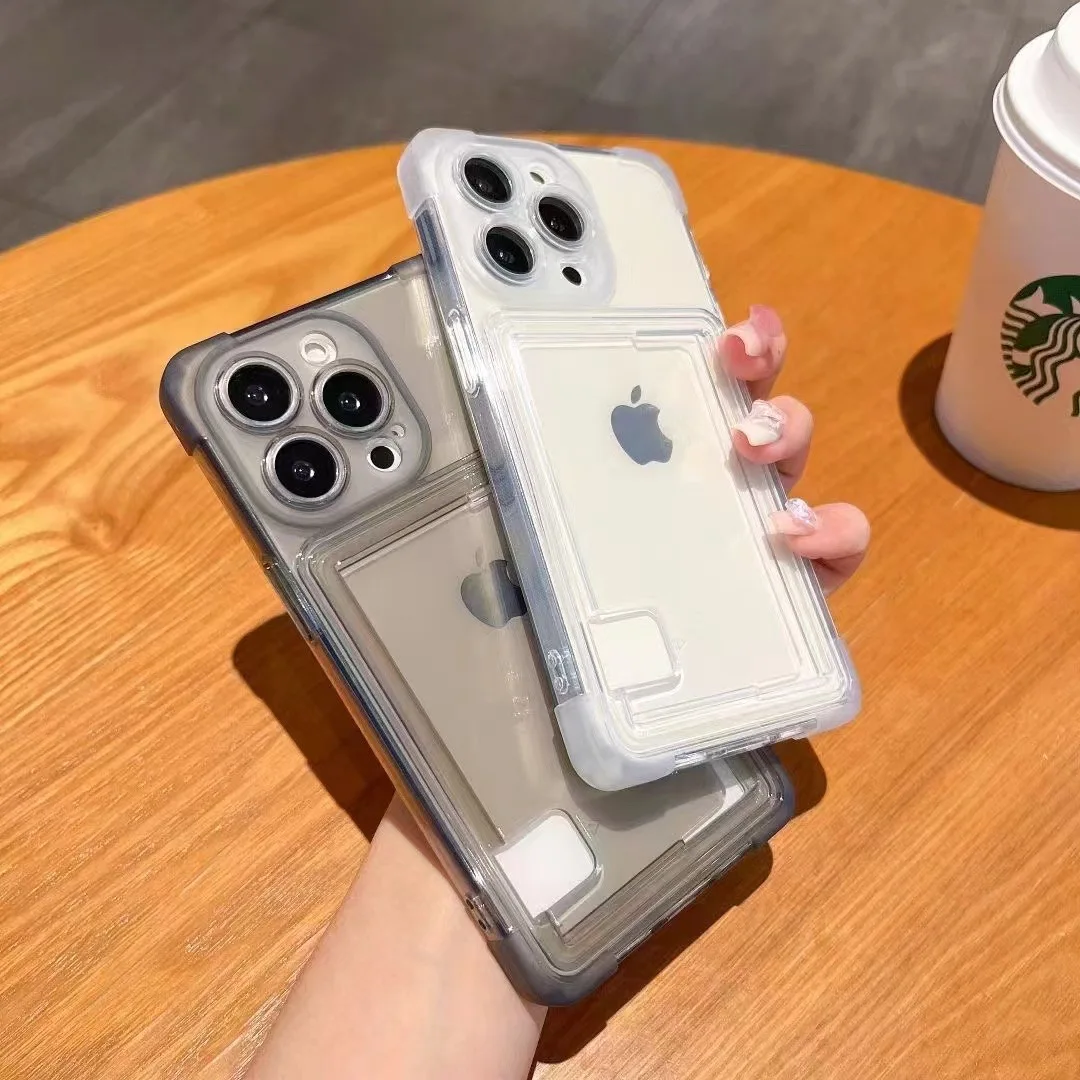Transparente Kartenhalter-Telefonhülle für iPhone 15 Pro Max 13 11 15 Plus iPhone 12 Pro Max 14 Plus Silikon stoßfeste Funda-Abdeckung