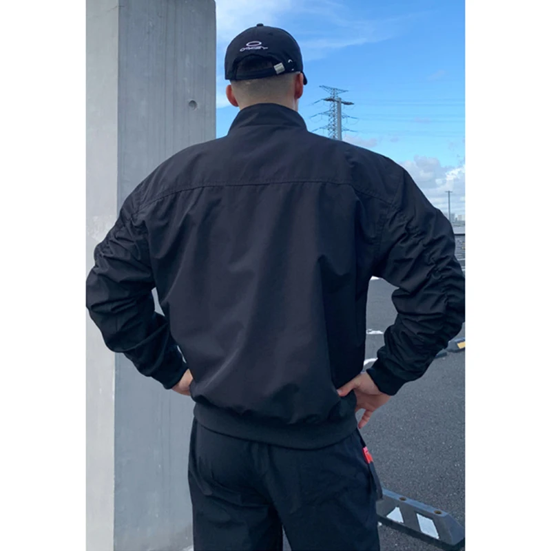 Herenmode Moto Zip Up Jacket Lente Herfst Nieuwe lichtgewicht losse bomberjacks Chique Amerikaanse opstaande kraag Oversized jas