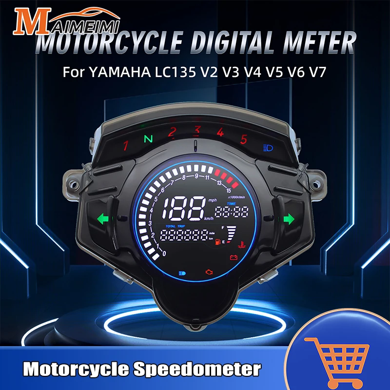 NEW Motorcycle LED Speedometer Electronic Tachometer for Yamaha LC135 V2 V3 V4 V5 V6 V7 Digital LED RPM Speed Oil Level Meter