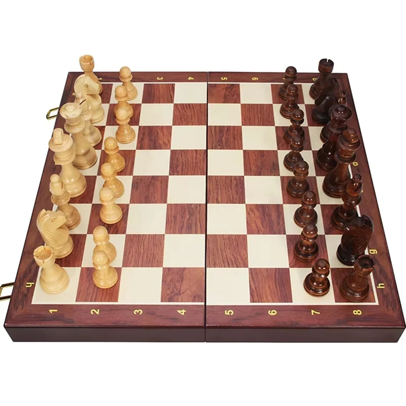 Retail Chess Set Top Grade Wooden Folding Big Traditional Classic Handwork Solid Wood Pieces Walnut Chessboard Children Gift