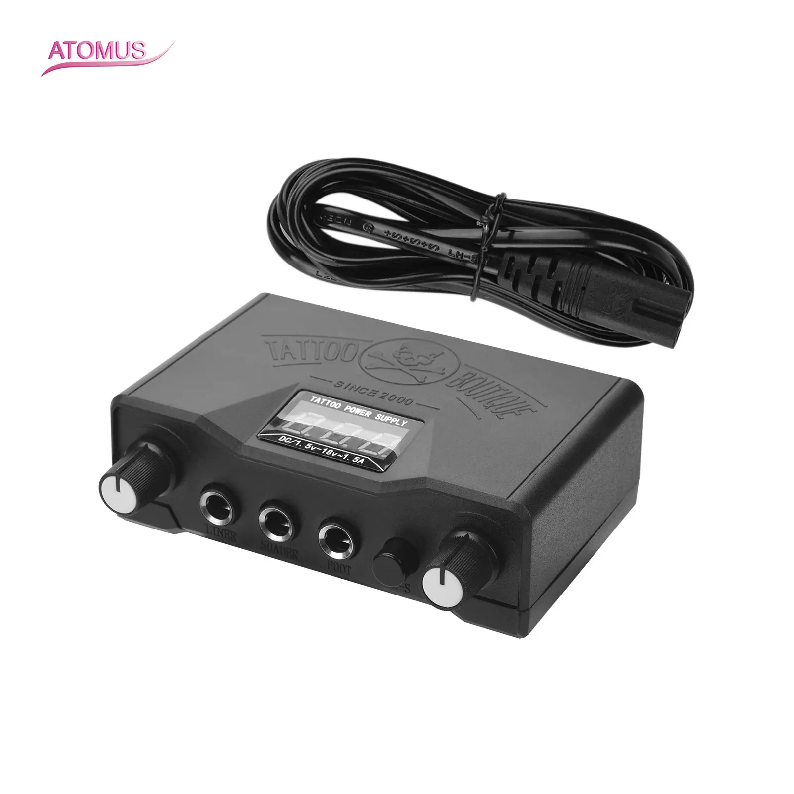 ATOMUS Black Double Dual LED 3 Digital Display Tattoo Power Supply For Tattoo Machine Kits Permanent Makeup Tattoo Accessories