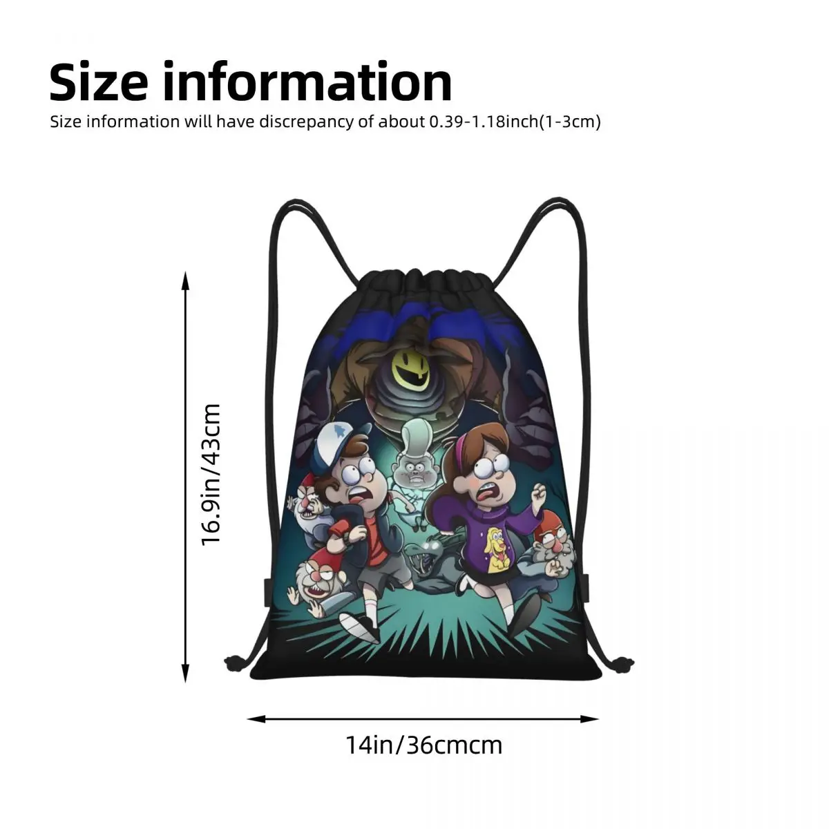 حقائب ظهر برباط من المسلسلات التلفزيونية الكوميدية Gravity Falls خفيفة الوزن كرتونية Anime Kawaii Gym Sports Sackpack أكياس للتدريب #4