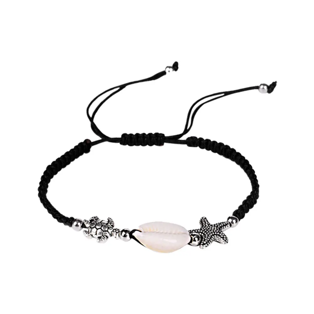 

3Pcs Hand-Woven Shell Bracelet Adjustable Colorful Woven Rope Wrist Simple Wrist Jewelry Gift for Women Daughter