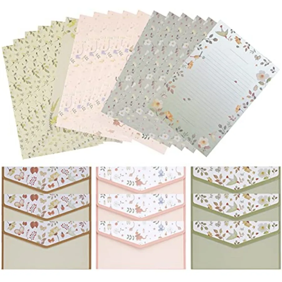 

27 PCS Stationary Writing Paper with Envelopes Set Cute Vintage Floral Letter Writing and Stationery Paper Envelopes 18 Sheets