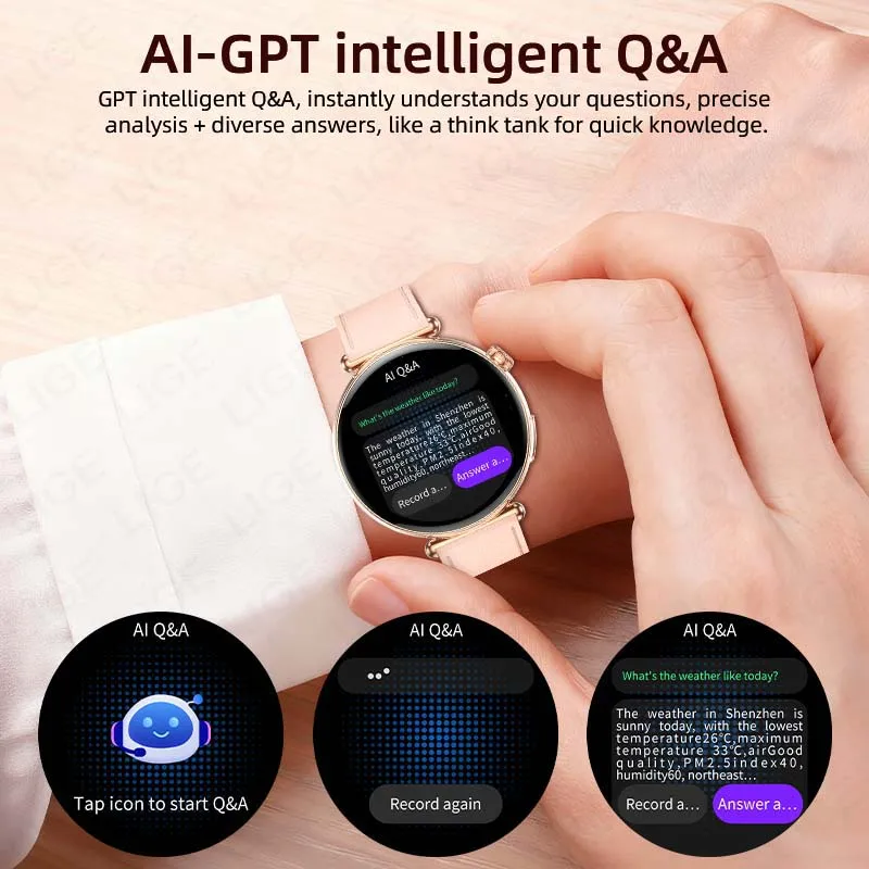 Jam Tangan Pintar LIGE ECG Baru Untuk Wanita, Monitor Kesehatan Tubuh, Deteksi Emosi dan Kelelahan, Jam Tangan Wanita Layar AMOLED 1.32 inci