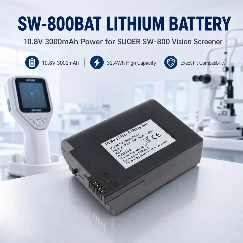 SW-800BAT Lithium Battery 10.8V 3000mAh Compatible with SUOER SW-800 Vision Refraction Screener