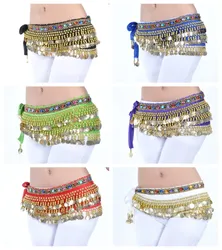 New Belly Dance Hip Scarves Belly Dancing Waist Belts Gypsy Costume Accessories Fringe Wrap Coins Belts Hip Scarf Belt