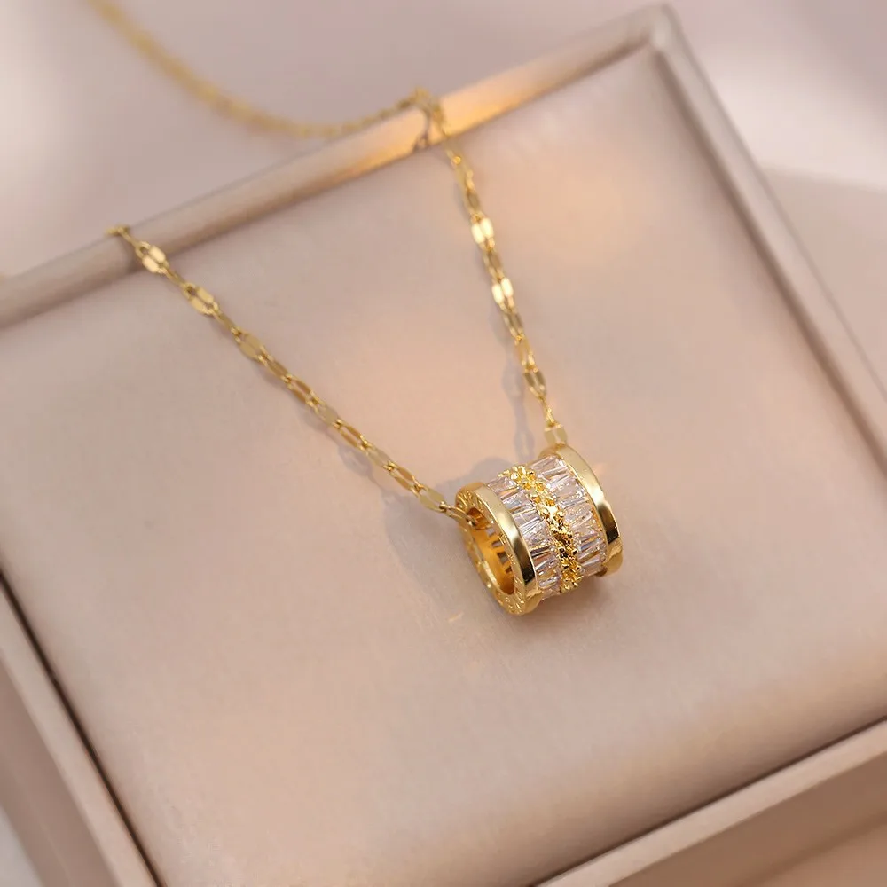 

Titanium steel necklace women's simple diamond-encrusted tassel small waist flash diamond temperament collarbone chain necklace