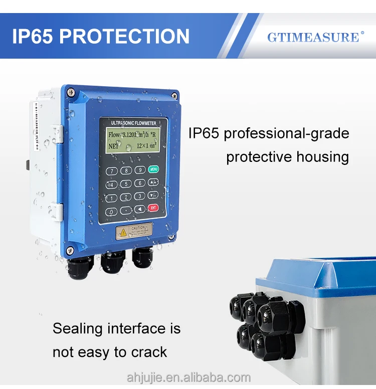 Digital Display Fixture Ultrasonic Flowmeter PVC Pipe Liquid Water High Precision Measurement 5 Inches 6 Inches